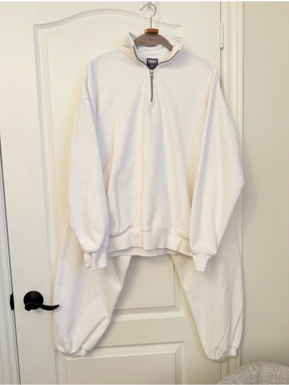 White terry TNA (Aritzia) mega sweatsuit
